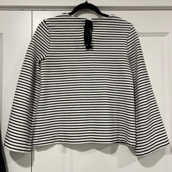 Banana Republic Women's Long Sleeve White Black Stripes Bow Size Small - Picture 6 of 9